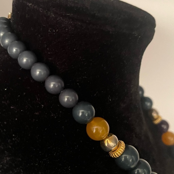 Vintage Necklace purple green gold amber claw clasp - Picture 6 of 7